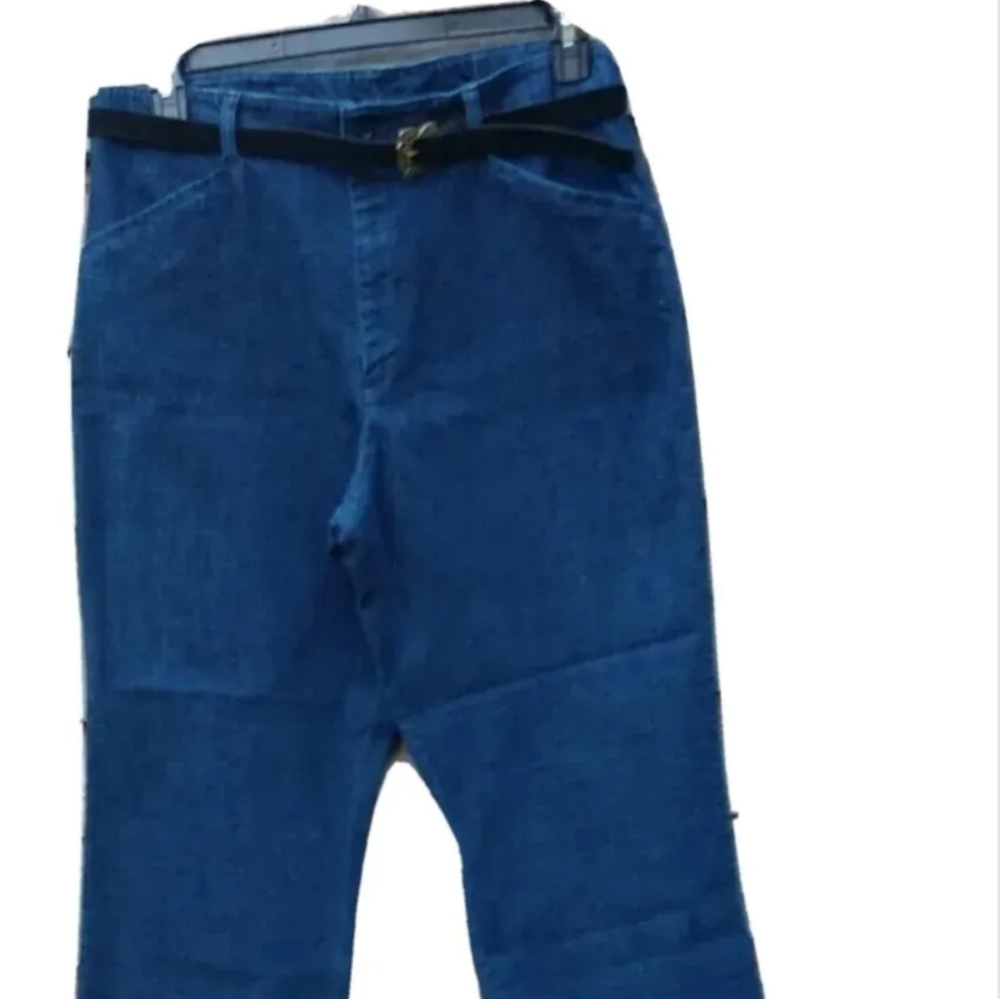 White Stag Stretch Blue Jeans Cotton Spandex Ladies Petite w/ Belt Size 18P NWOT